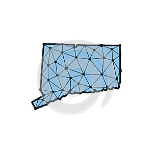 Connecticut state map polygonal illustration made of lines and dots