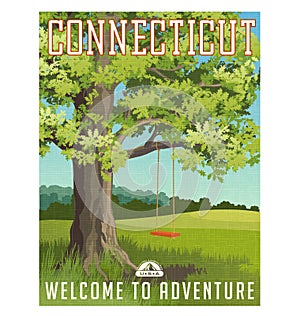 Connecticut travel poster or sticker.