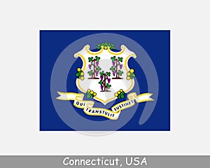 Connecticut USA State Flag. Flag of CT, USA isolated on white background
