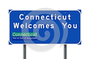 Connecticut welcomes you road sign photo