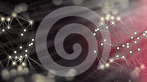 Connecting Dots and Lines Beige Red and Black Blur Background