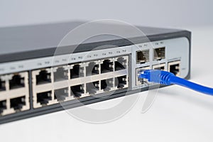 Connecting Ethernet Cable to Network Switch.
