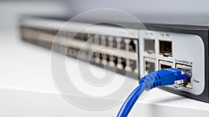 Connecting Ethernet Cable to Network Switch.