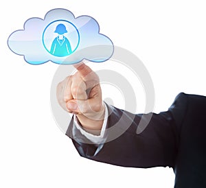 Connecting With Female Office Worker In The Cloud