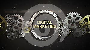 Connecting Gear wheels, and make keyword, 'DIGITAL MARKETING' (included alpha)