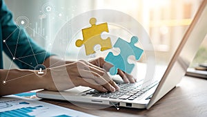 Connecting Ideas Through Technology puzzle pieces yellow