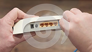 Connecting Internet cable connector to router
