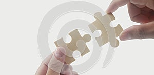 Connecting jigsaw puzzle. Business solutions success