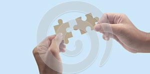 Connecting jigsaw puzzle. Business solutions success