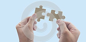 Connecting jigsaw puzzle. Business solutions success