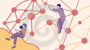 Connecting People in Digital Network - Technology Communication Vector Design Generative AI