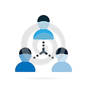 Connecting people icon. Social network concept. Blue symbol on white background. Vector