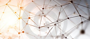 Connecting points of light in a web-like network showcasing modern technology and innovation in an abstract background