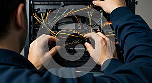 connecting power cables in a server rack system