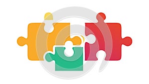 Connecting Puzzle Pieces, Teamwork and Problem Solving. vector design Generative AI