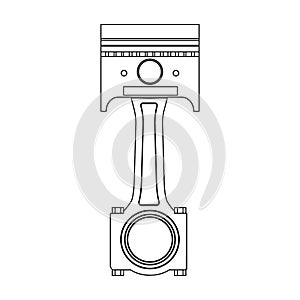 Connecting rod with piston single icon in outline style for design.Car maintenance station vector symbol stock