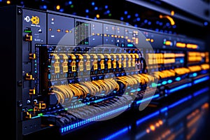 Connecting Technology: Network Switch, Computer Server, and Cable