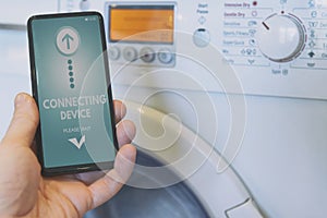 Connecting washing machine with smart phone