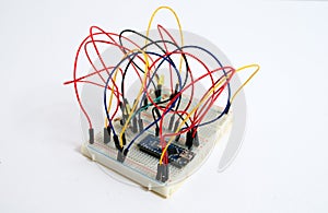 Connecting wires on a white board for connecting components