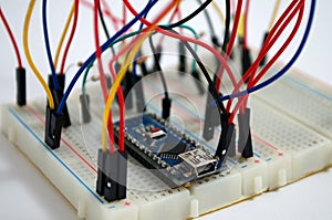Connecting wires on a white board for connecting components