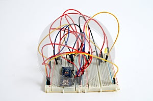 Connecting wires on a white board for connecting components