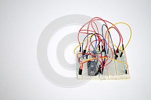 Connecting wires on a white board for connecting components