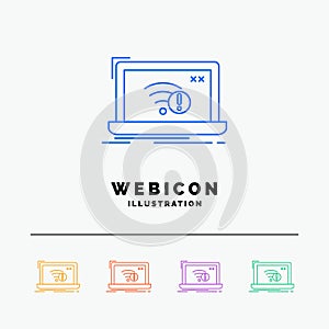connection, error, internet, lost, internet 5 Color Line Web Icon Template isolated on white. Vector illustration