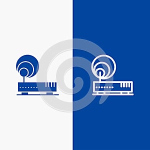 Connection, Hardware, Internet, Network Line and Glyph Solid icon Blue banner Line and Glyph Solid icon Blue banner