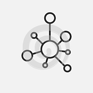 Connection icon. Hub network connection isolated on grey background. Vector illustration.