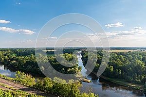 Connection of Labe river and Vranansko-horinsky plavebni kanal in Melnik city in Czech republic