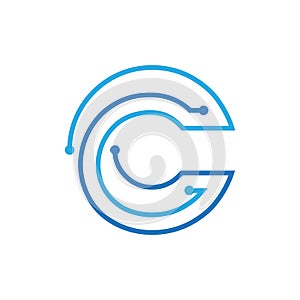 Connection letter C logo design vector