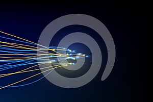 Connection line on fiber optic networking telecommunication concept background