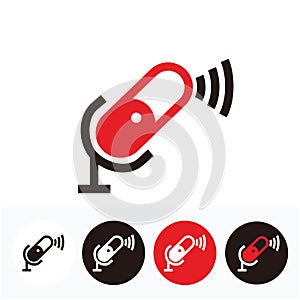 connection microphone icon set for broadcast or podcast sign