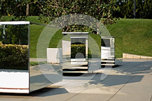 connection of mirror, nature and architecture photo