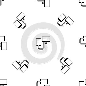 Connection phone pattern seamless black