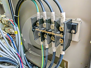 Connection picture from power distribution source for each system of electrical appliances. and ordering the work of industrial au