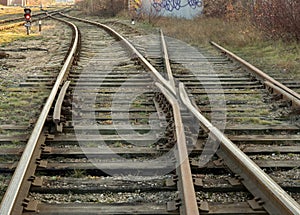 Connection of railway tracks at one point