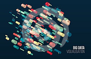 Connection structure. Data array visual concept. Big data connection complex