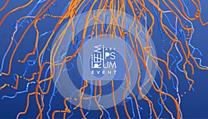 Connection structure with dynamic particles. Abstract background with dynamic effect. Futuristic technology style. 3d vector