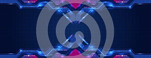 Connection structure vector illustration. Abstract blue background with various technology elements. Futuristic frame. Hi-tech