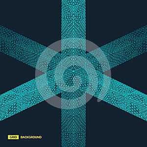 Connection structure. Wireframe vector illustration. 3d abstract background.