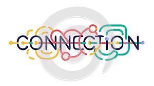 CONNECTION Text with Lines Network and Links, vector design Generative AI