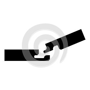 Connection of two boards in the groove Wood floor construction joint gap free profile view icon black color vector illustration