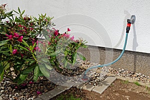Connection of a water pipeline in a garden