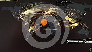 Connections Ai Network on Red Line 3d Earth Animation Background. Virus Attack Warning in Digital World. Concept Global