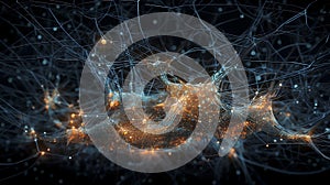 Connections explosion: brain neural network in 3D. Journey in 3D through the complexity of the neural network.