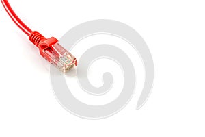Connections of red network cable red lan cable