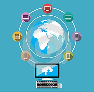 Connectivity concept. Connected devices over network concept. Distributed system concept