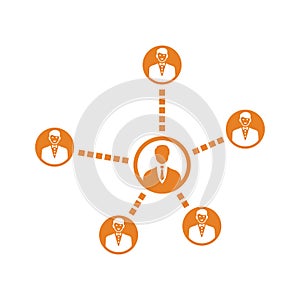 Connectivity, link, linking, social icon. Orange vector design