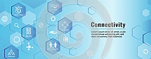 Connectivity Web Header Banner with Togetherness, Connectnedness and Collaboration Icon Set